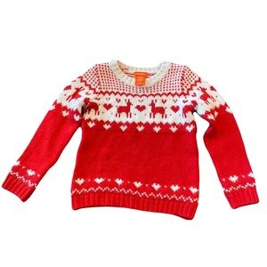 Joe Fresh sweater Red & White Reindeer winter girls Sweater